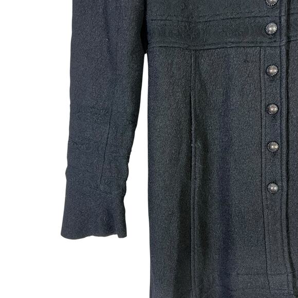 Rare Free People Heritage Wool Coat Size 6 Black Ruffle Victorian Dark Academia - Picture 5 of 7